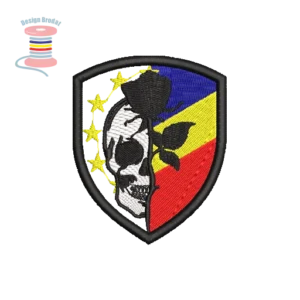 Digitalizare broderie craniu cu trandafir