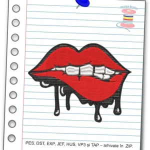 Model digitalizat broderie Lips Drip – fișier PES, DST, EXP, JEF, HUS, VP3, TAP