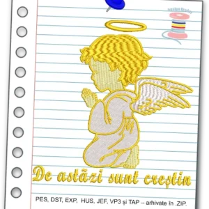 Design broderie Îngeraș – De astăzi sunt creștin