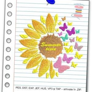 Model digitalizat broderie Summer Time – fișier PES, DST, EXP, JEF, HUS, VP3, TAP